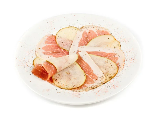 Bacon with pear — Stock Photo, Image