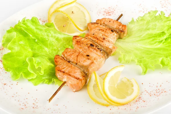 Primo piano del kebab al salmone — Foto Stock