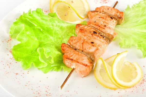 Zalm kebab close-up — Stockfoto