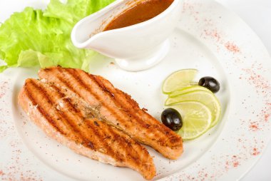 Grilled trout steak clipart