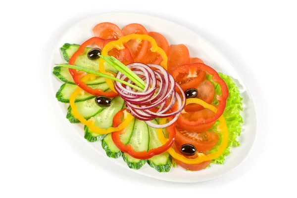 Sliced vegetables at the dish — Stock Photo, Image