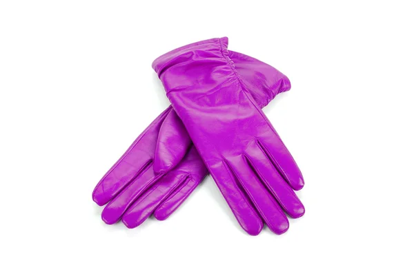 Μωβ Γυναικεία δερμάτινα γάντια — Φωτογραφία Αρχείου