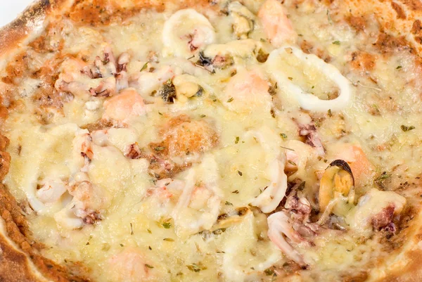 Seafood pizza closeup — Stock Photo, Image