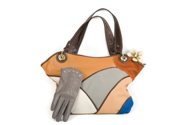 Women bag with gloves — Stock Photo, Image