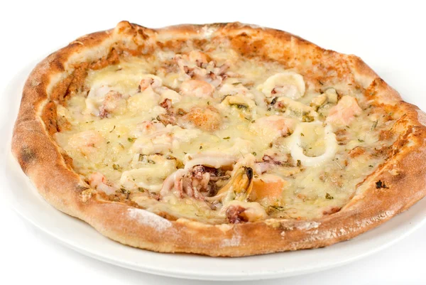 Seafood pizza closeup — Stock Photo, Image