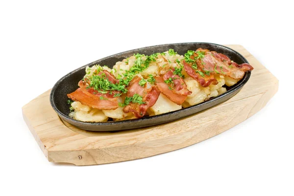Fried potato with bacon — Stock Photo, Image
