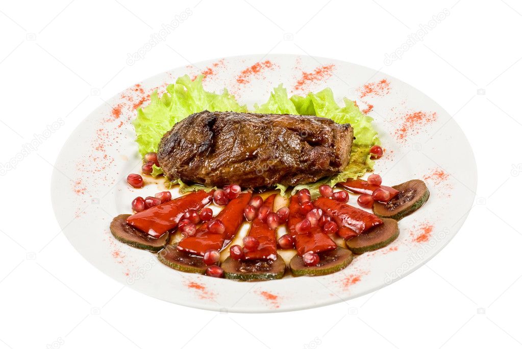 Beef steak with pomegranate