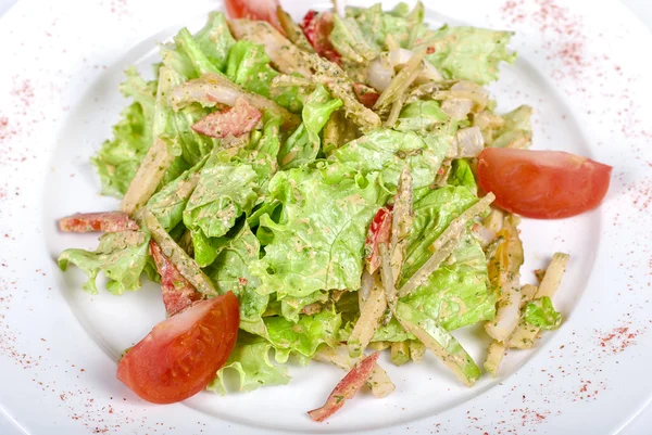 Salad of squid with roast chiken — Stock Photo, Image