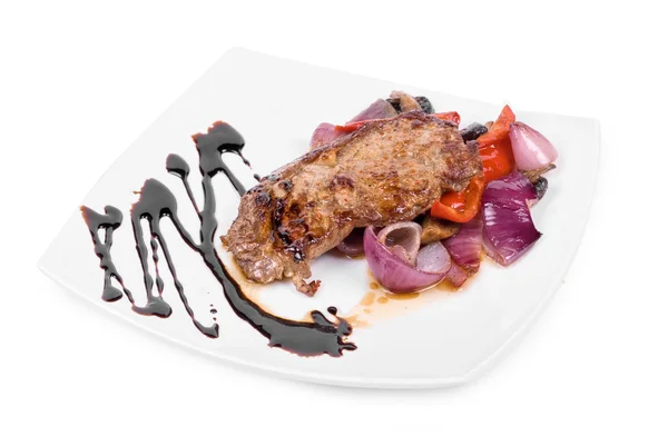 야채와 쇠고기 스테이크 — 스톡 사진