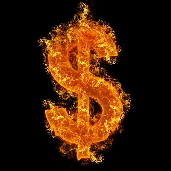 Fire dollar sign — Stock Photo, Image