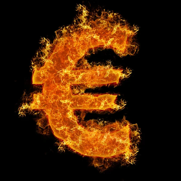 Incendio segno euro — Foto Stock