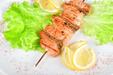 Tasty salmon kebab clipart