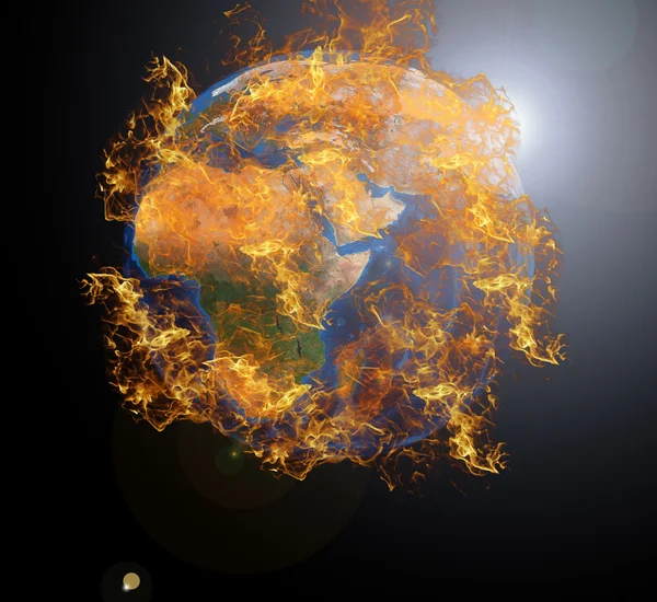 Земля планета під вогнем — стокове фото