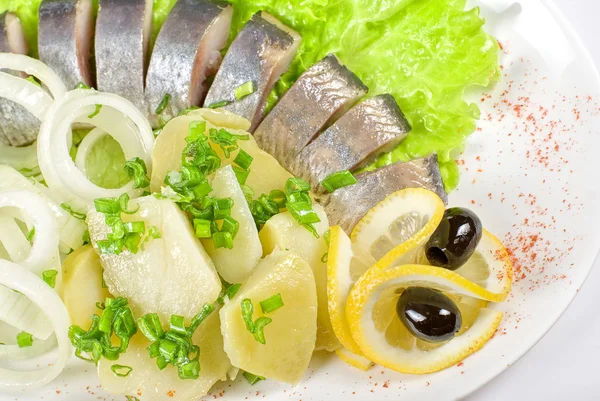 Ringa balığı patates ile — Stok fotoğraf