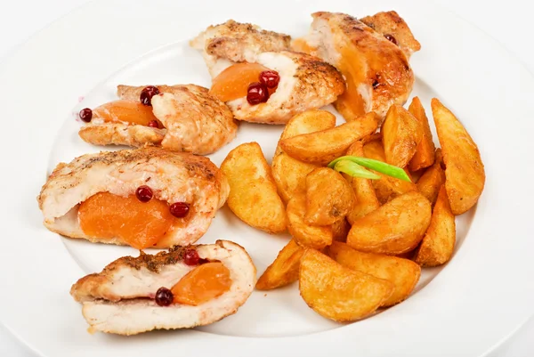 stock image Roast chicken meat and potato