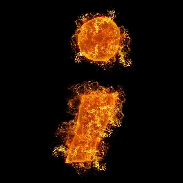 Fire semicolumn letter — Stock Photo, Image