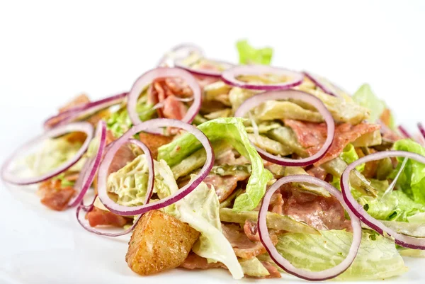 洋葱的肉与烤蔬菜沙拉 — 图库照片