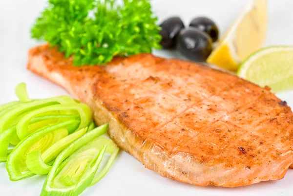 Grilled salmon steak — Stock Photo, Image