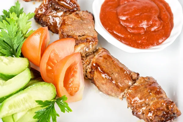 Gebakken kebab vlees — Stockfoto