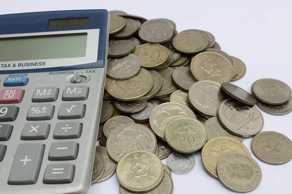 Calculator and Coins — Stock Photo, Image