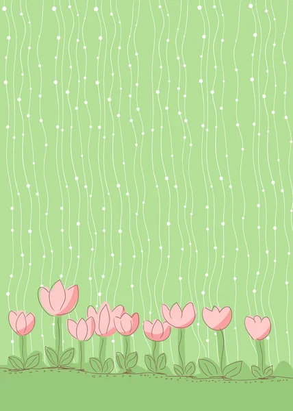 Fond printanier avec tulipes roses — Image vectorielle