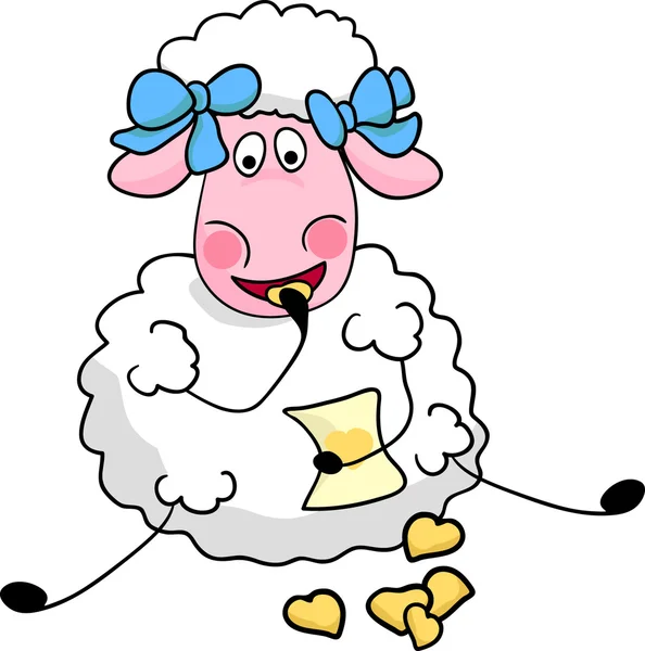 Le mouton mange des biscuits — Image vectorielle