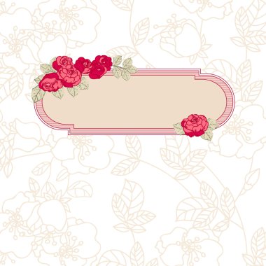 Oval vintage card with roses clipart