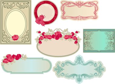 Various vintage romantic labels clipart