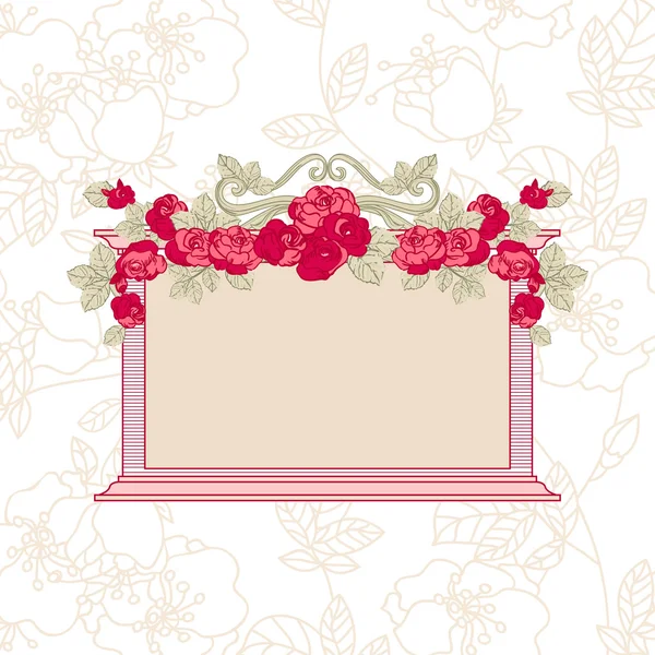 Cartão vintage com rosas — Vetor de Stock