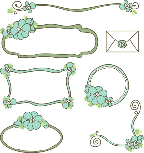 Doodle marcos florales — Archivo Imágenes Vectoriales