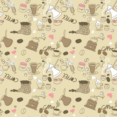 Seamless Doodle Coffee pattern clipart