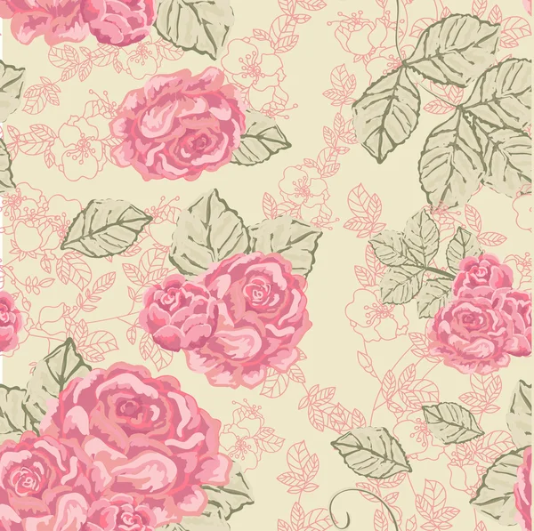Rose sans couture motif Vintage — Image vectorielle