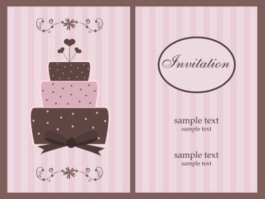 Cute invitation with cake clipart