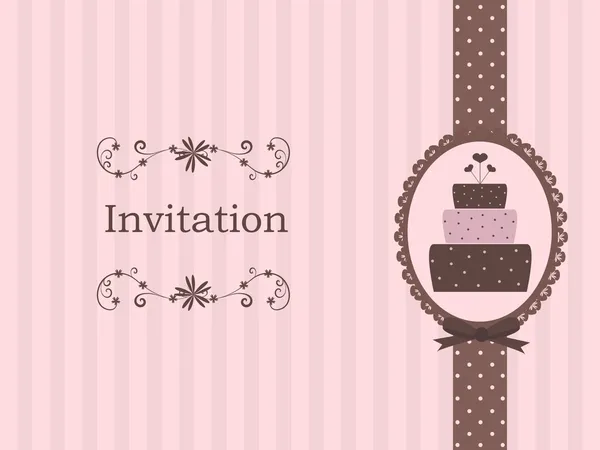 Cute invitation with cake — Stock Vector