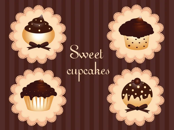 Conjunto de cupcake doce — Vetor de Stock