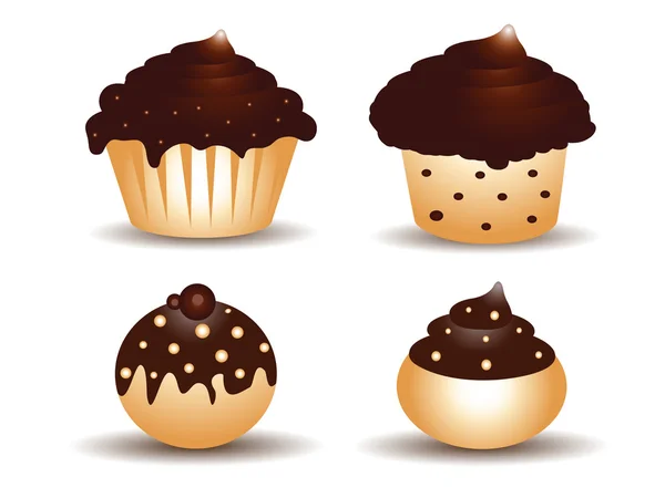Chocolade cupcake setje — Stockvector