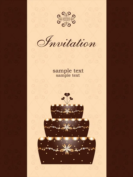 邀请与巧克力蛋糕 — 图库矢量图片