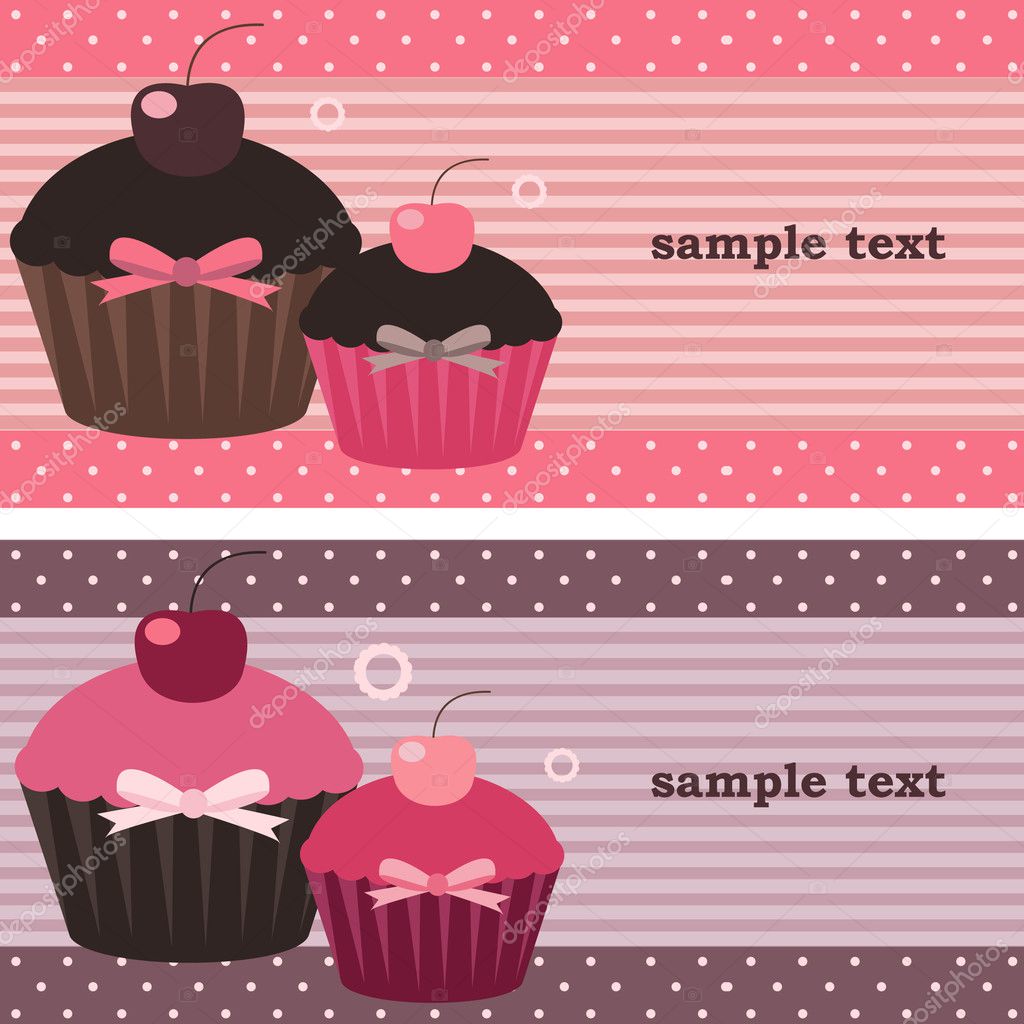 Vector illustration of colorful cupcake banners