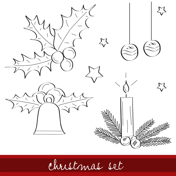 Set de Navidad dibujado a mano — Archivo Imágenes Vectoriales
