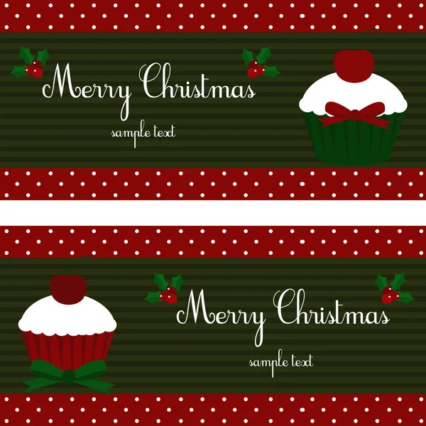Banners de Natal com cupcake —  Vetores de Stock