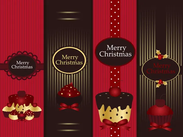 Kerstmis banners met cupcake — Stockvector