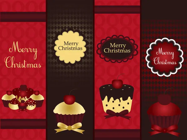 Christmas banners with cupcake — Stock Vector