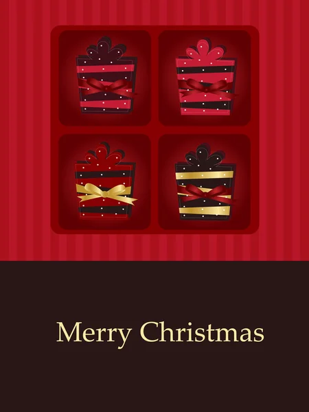 プレゼント付きクリスマスカード — ストックベクタ