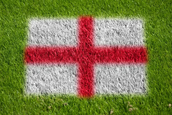 Bandera de Inglaterra sobre hierba — Foto de Stock