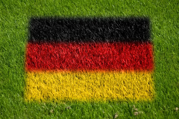 Çimlerin üzerine Almanya bayrağı — Stok fotoğraf