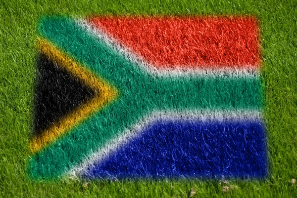 Bandiera del Sud Africa sull'erba — Foto Stock