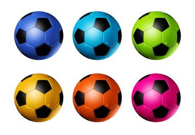 Colored soccer football balls clipart