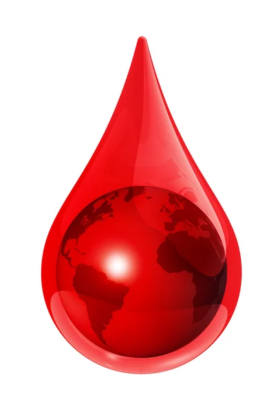 Dünya küre bulunan bir kan damlası — Stok fotoğraf