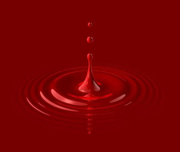 Drop of red blood and ripple — Stock Photo, Image