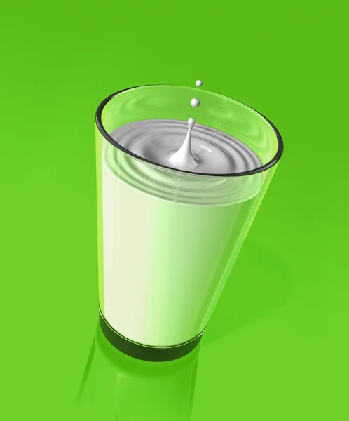 Droppe mjölk och rippel i ett glas mjölk — Stockfoto